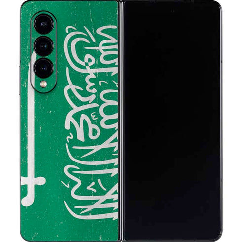 Saudi Arabia Flag Distressed Galaxy Z Fold4 5G Skin